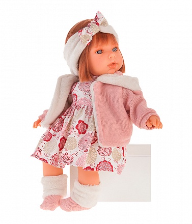 Кукла Валентина в розовом 37 см., озвученная, говорит мама и папа, смех 